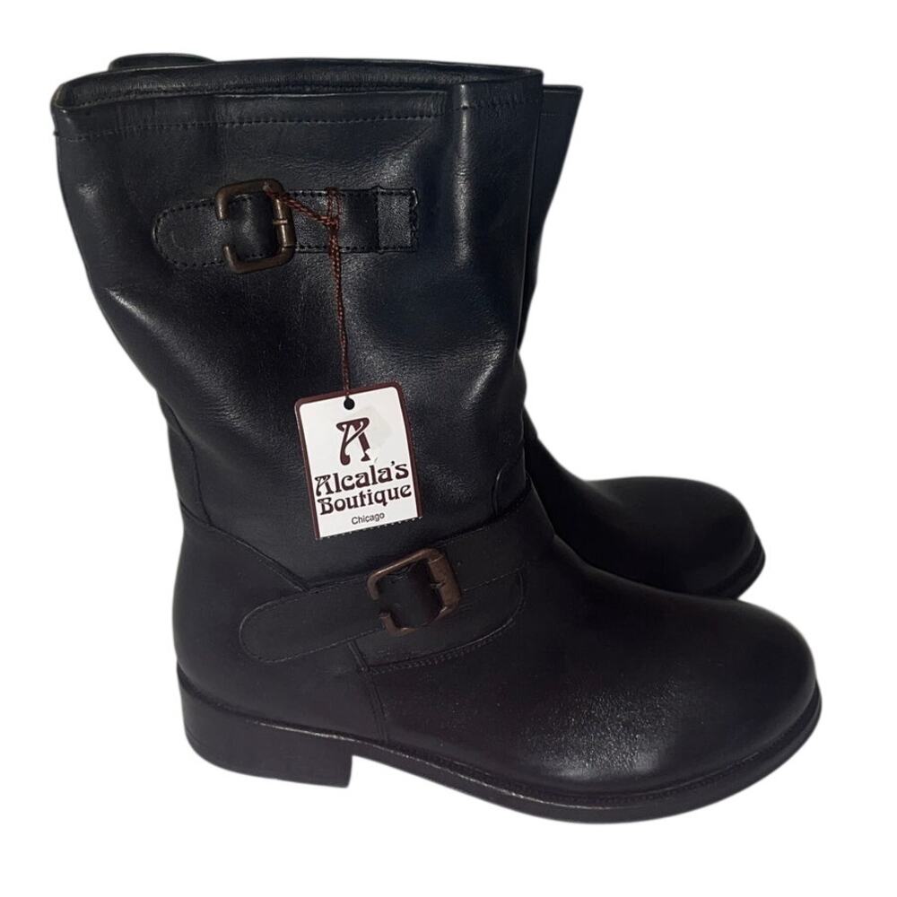 Alcala’s Chicago Black Leather Moto Boots Women’s Size 7 - EXCELLENT